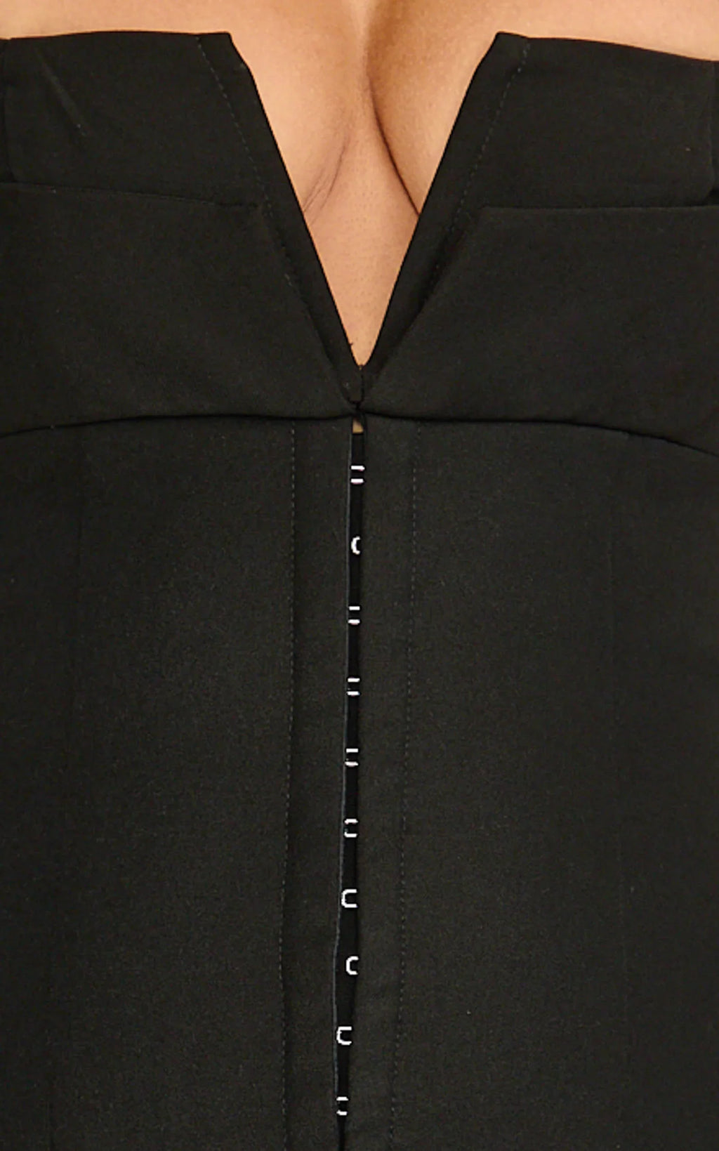 Odette Mini Dress - Plunge V Neck A Line Dress in Black
