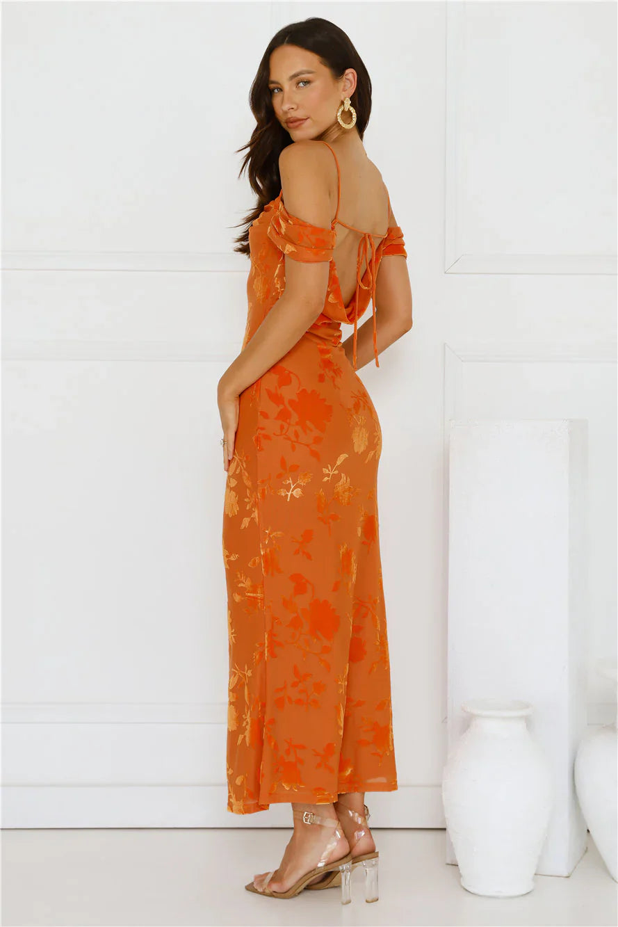 Good Fun Off Shoulder Maxi Dress Blue